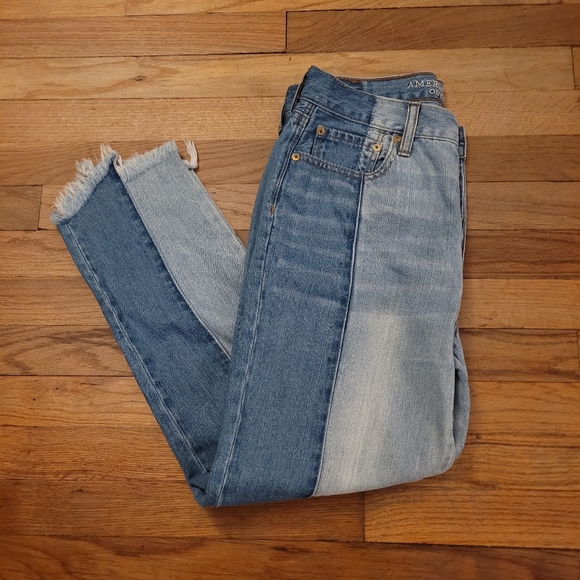 American Eagle 2 tone raw hem jeans - Picture 3 of 13